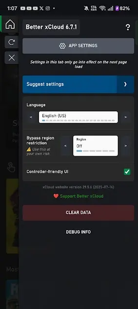 Screenshot of Better xCloud Android