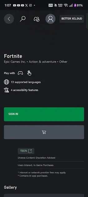 Screenshot of Better xCloud Mod